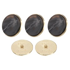 5pcs Metal Pattern Round Sewing Buttons 30mm Resin Craft Buttons, Black