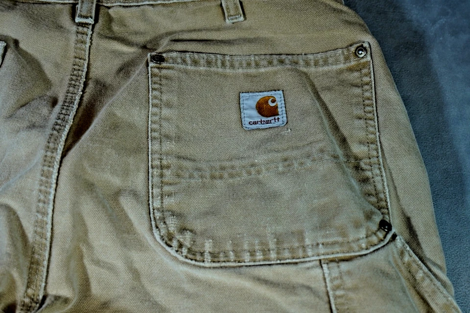 Vintage Carhartt Distressed Double Knee Mens Jeans B01 BRN 34x36 Fits 32x34 Duck - Image 4 of 4