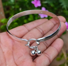 925 Sterling Silver Adjustable Ball bangle, Handmade bangle for Women, XX009