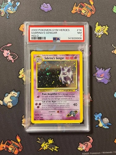 Pokemon Sabrina's Gengar Holo PSA 7 Gym Heroes Great Swirl! 014/132 WOTC 2099