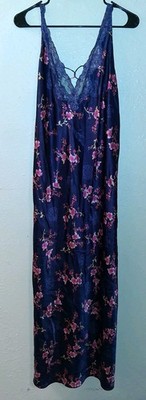 Valerie Stevens Floral Satin Lace Slip Dress Romantic Nightgown Lingerie XL