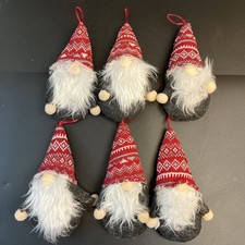 6 Christmas Faceless Gnome Santa Plush Doll Xmas Ornament Red Knit Hat Beard Lot