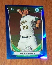 2014 Bowman Chrome Oakland Athletics Drew Granier Blue Prizm Mini Card