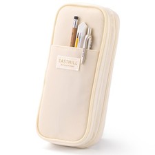Cream Big Capacity Pencil Case Large Stationery Pen Pouch for Teen Girls