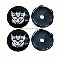 4x 60mm Black Silver Transformers Decepticon Car Wheel Center Trim Ring Hub Cap