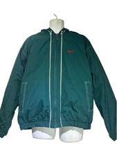 Vintage Nike Men s Size XL Teal Hooded Windbreaker Jacket Red Swoosh 90s