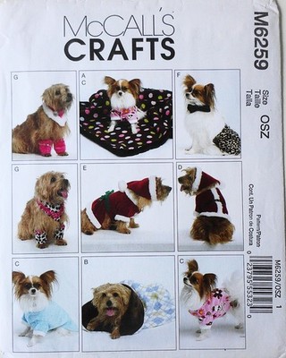 McCalls 6259 Dog Clothes Costumes Sleeping Bag Bed Sewing Pattern