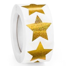 500 PCS Sparkly Gold Star Stickers, 1" Self-Adhesive Metallic Glitter Foil