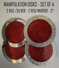 MANIPULATION DISKS - CUSTOM - SET OF 4 - DIAMETER 3 INCH RED/SILVER