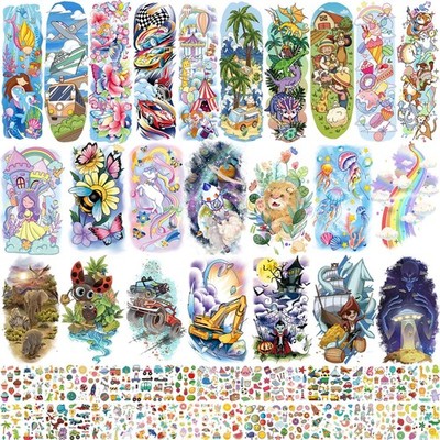 Leesgel 66 Sheets Full & Half Arm Temporary Tattoos Mixed size, Kids A 