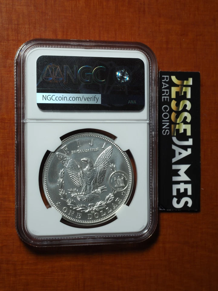 2023 $1 FIJI SILVER 1890 CC MORGAN NGC MS70 ULTRA BREAKS GOLD RUSH LABEL POP 12 - Image 2 of 3