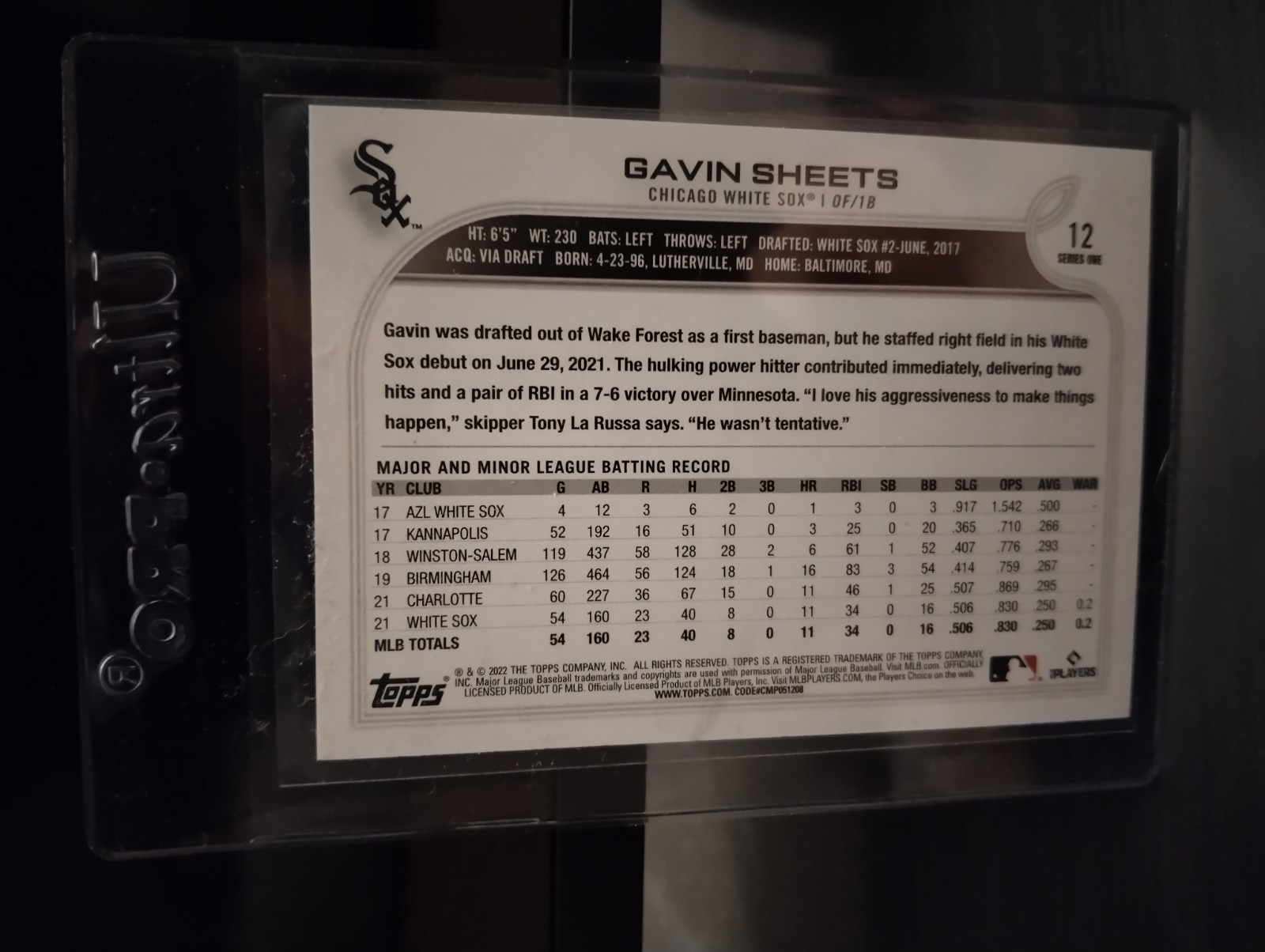 2022 Topps 1st Edition | GOLD | Gavin Sheets #12 | RARE!