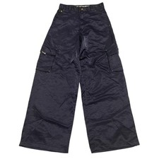 Vintage Kikwear Navy Satin Cargo Pants Rave Style Size S Hiphop Y2K