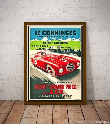 Le Comminges Grand Prix 1949 Vintage Auto Racing Poster