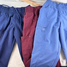 Lot of 3 Dickies Medical Women's Jogger Scrub Pants Wine Navy Ciel Sm Petite EUC