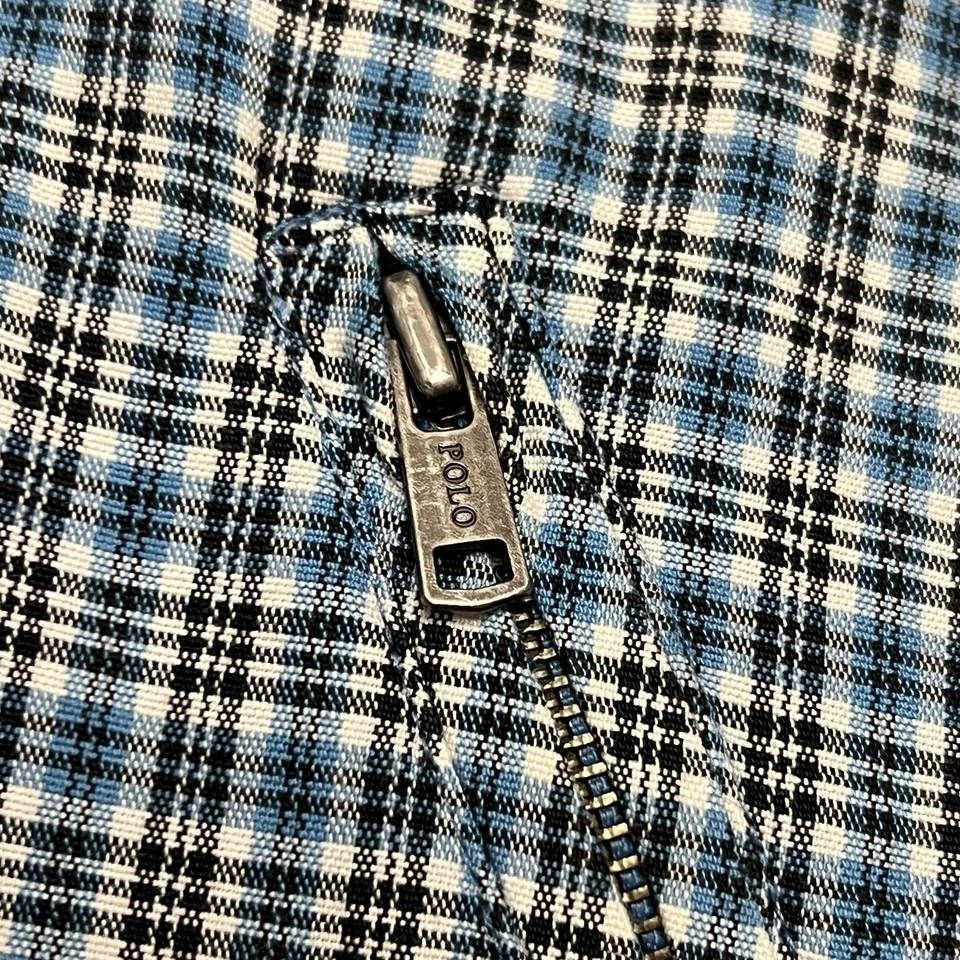 Jaqueta de trabalho vintage anos 90 polo Ralph Lauren xadrez bombardeiro tamanho 2XL zíper completo rara - Imagem 4 de 4