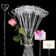 100pcs Clear Heart Floral Pick Card Holders for Weddings  Events