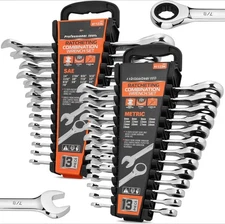 26-Pcs Ratcheting Wrench Set | Metric and SAE | Ratchet Combination Wrenches Set