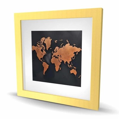 Begin Home Decor C1FM1616ORGIVT 16 x 16 in. Rusted Map - Brown Framed Matted ...