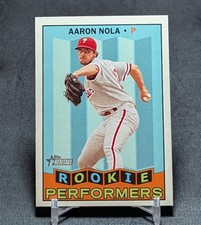Aaron Nola Rookie Performers RC 2016 Topps Heritage Card #RP-AN Phillies. rookie card picture