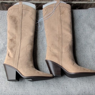 H&M Women's Beige Knee High Cowboy Boots US Size Women's 6.