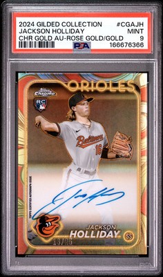 2024 Topps Gilded Coll. Auto Jackson Holliday RC #CGAJH Rose Gold 16/25 PSA 9