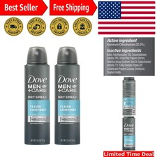 Clean Comfort Antitranspirant Spray for Men - 3.8oz x 2 Pack, 48-Hour Protection
