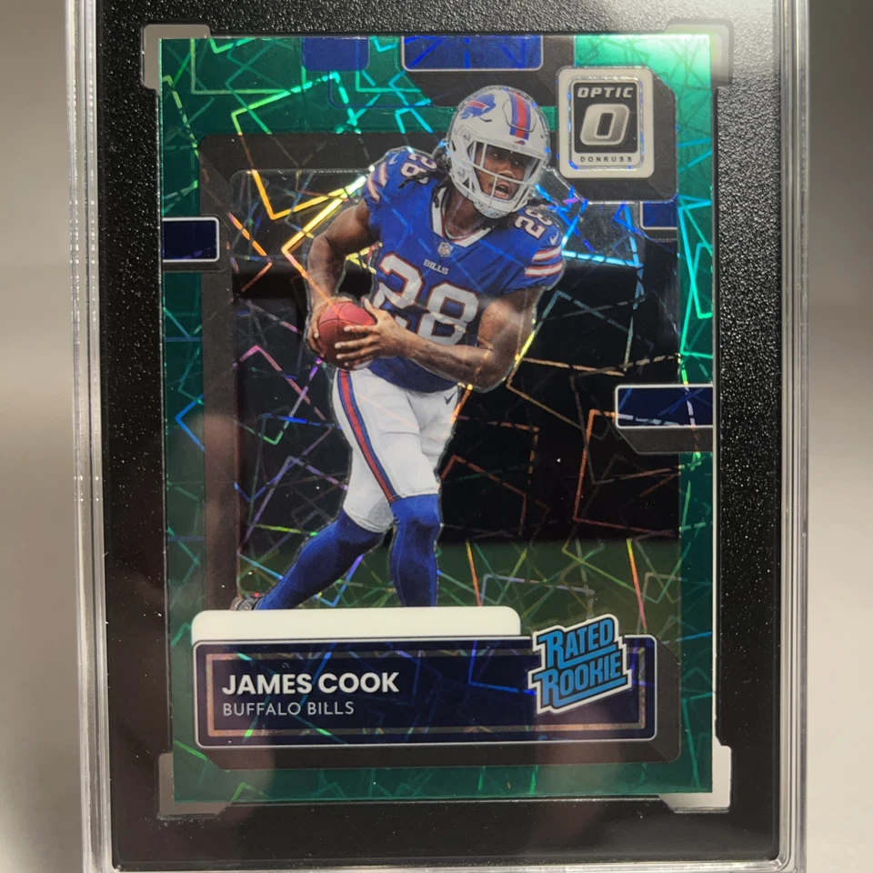2022 Donruss OPTIC PREVIEW James Cook RATED ROOKIE GREEN MOJO PRIZM RC P-315 - Image 3 of 4