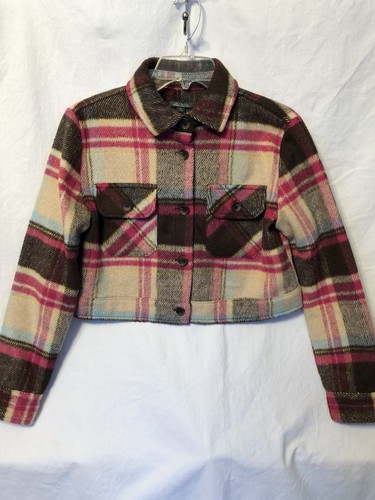 Plaid Flannel Crop Jacket SZ XS 