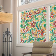Peel Stick Floral Glass Window Film Bathroom Sliding Door Privacy Cover Stikcer