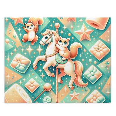 Puzzle (500 pieces) Cute Illustration Squirrel on a Carousel Marshmallows