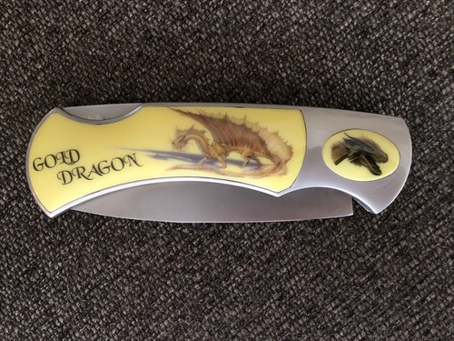 Vintage Giant Gold Dragon Huge 17” Folding Hunting Lock Back Knife - Picture 7 of 12