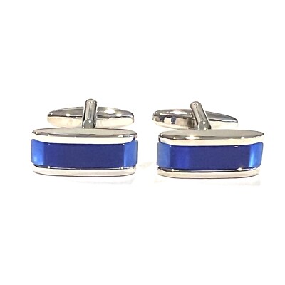 Royal Blue Stone Rectangular Cufflinks For Men Birthday Wedding Gift In Box