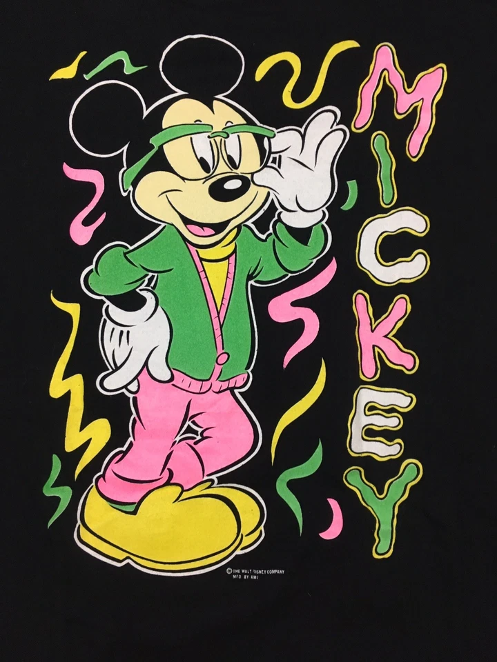 Vtg 80s Mickey Minnie Mouse T-Shirt 2 Sided Disney All Over Rap Hip Hop One Size - Image 4 of 4