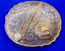 Standing Horse Vintage Alpaca Mexico Stamped Belt Buckle