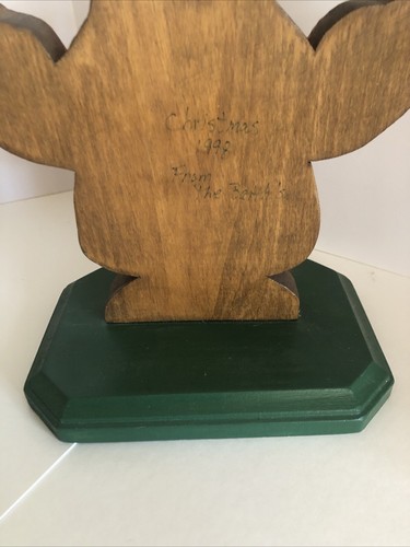 Babbo Natale statuina legno Natale vintage fatta a mano dipinta a mano "Credi" - Foto 11 di 12