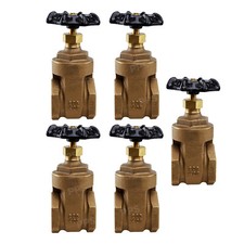 Midline Valve Heavy Duty Gate Valve With Wheel Handle, Fip, Cast Brass (5 Pack)
