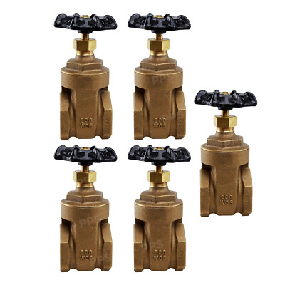 Midline Valve Heavy Duty Gate Valve with Wheel Handle, FIP, Cast Brass (5 Pack)