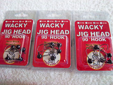 LOT OF-6-PACKS, LUCK E STRIKE WACKY 1/8 OZ JIG HEADS IN THE COLOR BLACK/30 TOTAL