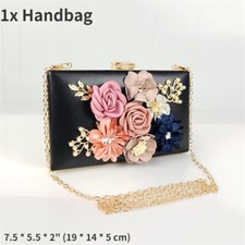 1PC Donna Raso Fiore Borsa Cena Frizione Perla Perline Borsetta Matrimonio Festa