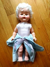 VTG SAYCO 1963 DRINK & WET BABY DOLL SLEEPER ROOTED 14" VINYL HARD PLASTIC AS IS