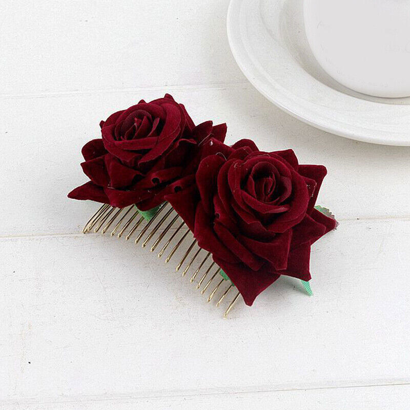 Bridal Boho Rose Flower Hair Comb Clip Hairpin Wedding Party Hair