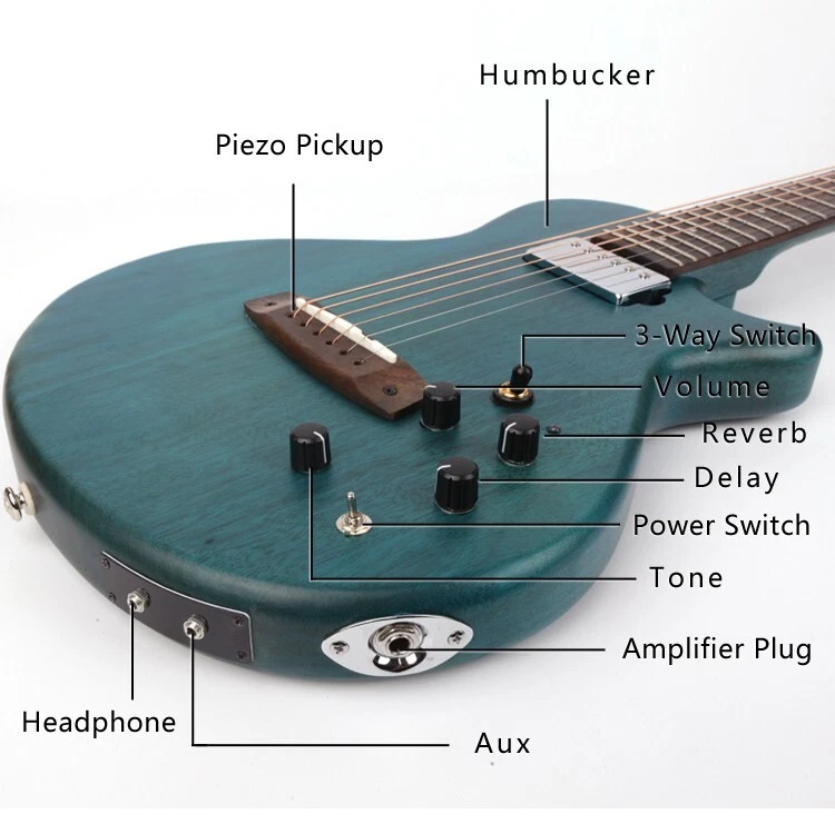 Travel silent electric acoustic guitar bulit in effect portable