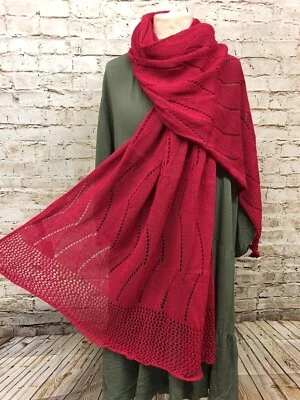 MOONSHINE FASHION Moonshine F. XXL Ajour Schal Stola Tuch Häkel 210cm x 110cm NEU Strickschal pink