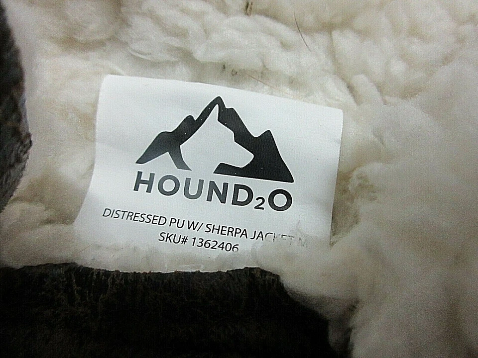  Chaqueta Abrigo Chaleco PERRO Envejecido Marrón Imitación Cuero Forro Piel Sintética Med Hound2O Foto 3 de 4