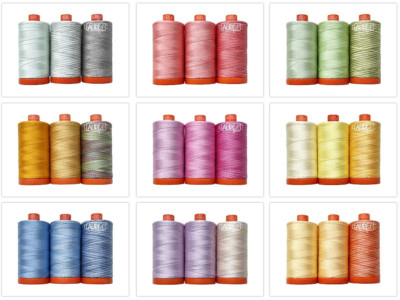 Aurifil Faden 3 große Spulen Baumwolle 50WT perfekt zum Basteln, Steppen