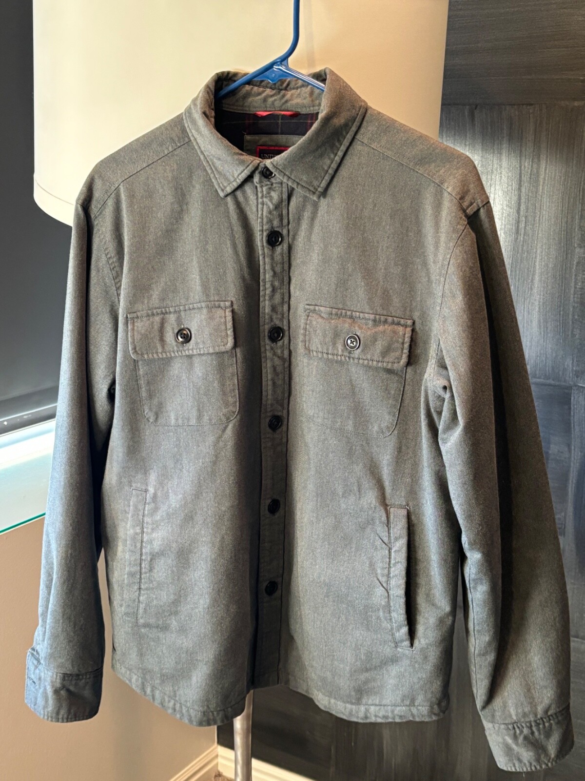 UNTUCKit Flannel-Lined Ziata Button-Up Jacket Small Green Pockets VG Condition