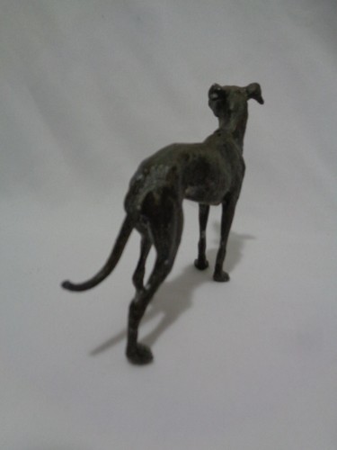 Perro de plomo galgo pintado de frío antiguo de Alemania - Imagen 6 de 11