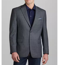 Jos A Bank Men's Blazer Sportcoat 44L Traditional Fit Check Grey D050320 168J