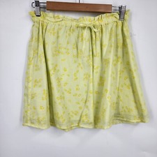 Abound Women's Floral Print Tie Front Mini Skirt Lined Yellow Size S NWT
